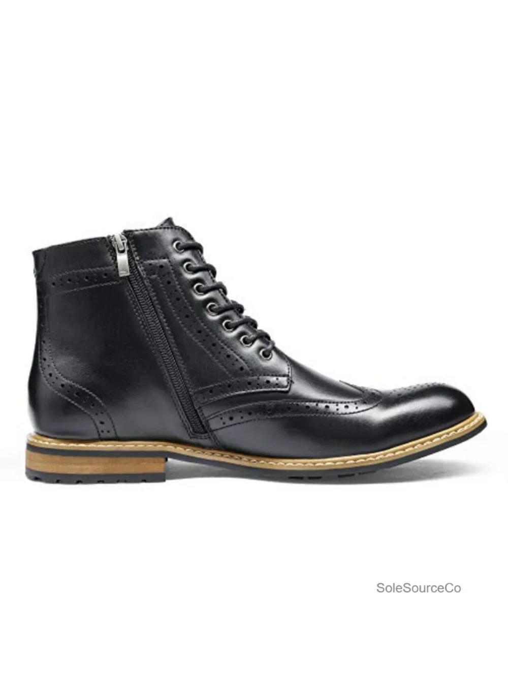 Men's Wingtip Derby Dress Boots Leather Lined Side Zip Ankle